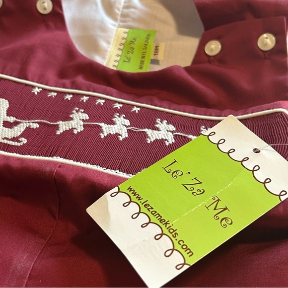 NWT 18M Le’ Za Me Smocked Santa Longall - Picture 5 of 5